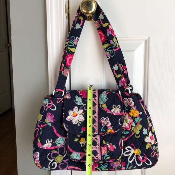 🌺Vera Bradley Ribbons Navy Blue Pattern Shoulder Bag🌺 - Picture 5 of 12